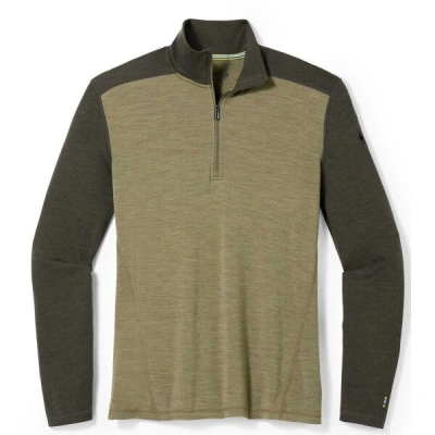 Smartwool M CLASSIC THERMAL MERINO BL 1/4 ZB Pánské triko, khaki, velikost