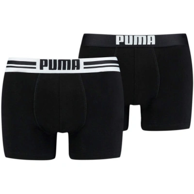 Puma PLACED LOGO BOXER 2P Pánské boxerky, černá, velikost