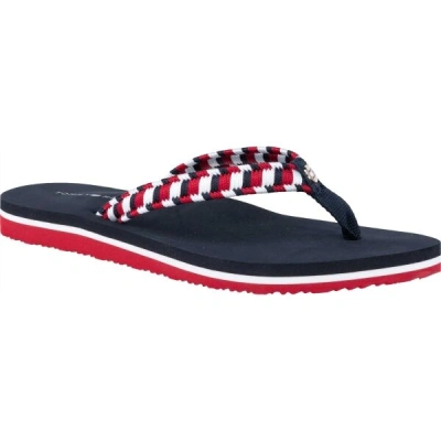 Tommy Hilfiger WOVEN WEBBING FLAT BEACH SANDAL Dámské žabky, tmavě modrá, velikost