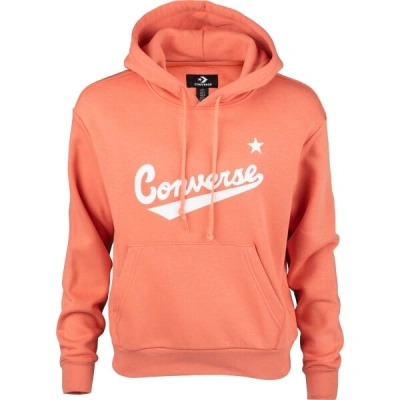 Converse SCRIPTED LOGO FLEECE HOODIE Dámská mikina, oranžová, velikost