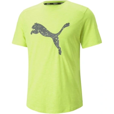 Puma RUN LOGO TEE Pánské triko, světle zelená, velikost