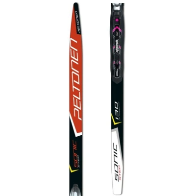 Peltonen SONIC STEP + RO BASIC JR + SKI HOLDER Dětské šupinové lyže s vázáním, černá, velikost