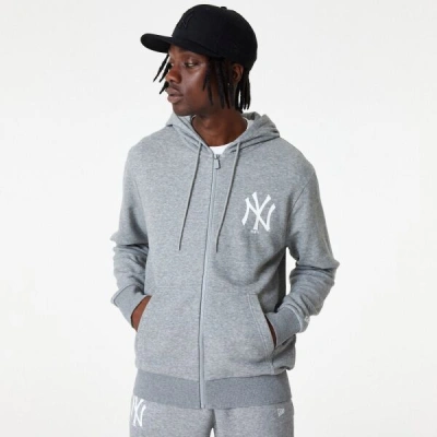 New Era MLB ESSENTIALS FZ HOODY NEYYAN Pánská mikina, šedá, velikost