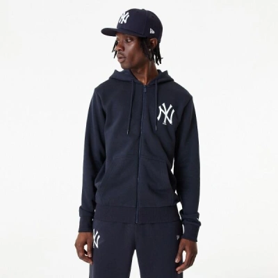 New Era MLB ESSENTIALS FZ HOODY NEYYAN Pánská mikina, tmavě modrá, velikost