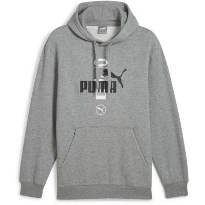 Puma POWER GRAPHICS HOODIE FLEECE Pánská mikina, šedá, velikost