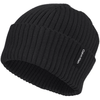 Calvin Klein RIB KNIT FOLDED BEANIE Unisex čepice, černá, velikost