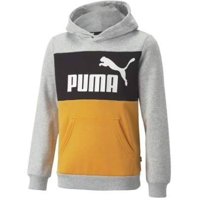 Puma ESSENTIALS+COLORBLOCK HOODIE Dětská mikina, šedá, velikost