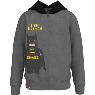 LEGO&reg; kidswear CARDIGAN W. HOOD Chlapecká mikina, tmavě šedá, velikost