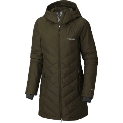 Columbia HEAVENLY HOODED LONG JACKET Dámská prodloužená  bunda, khaki, velikost