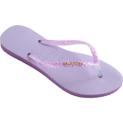 HAVAIANAS SLIM GLITTER FLOURISH Dámské žabky, fialová, velikost