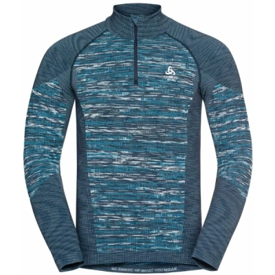 Odlo BL TOP HALF ZIP BLACKCOMB ECO Pánské funkční triko, modrá, velikost